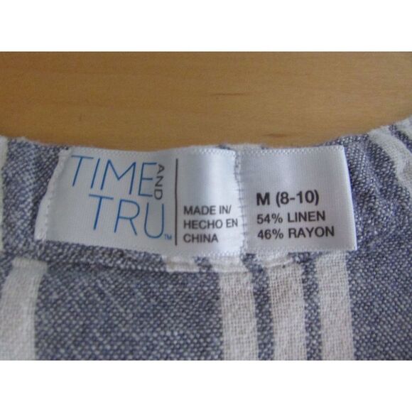 Time and Tru Utility Striped Romper Pockets Elastic Tie Waist Sailorcore Md 8-10 - Picture 5 of 11